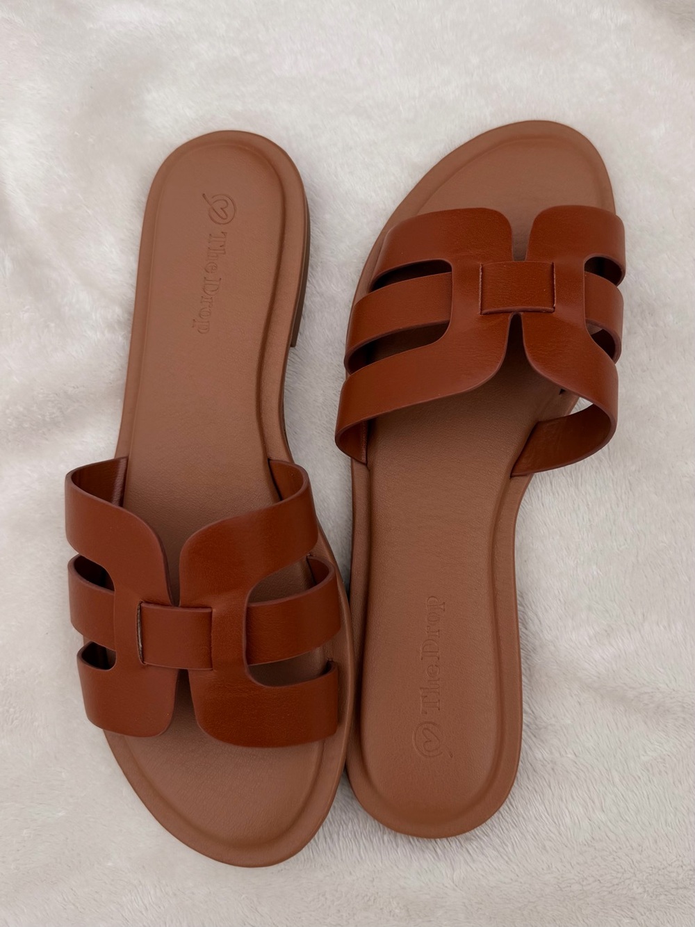 Women's Brown Leather Summer Slide Sandals - Picture 3 of 4